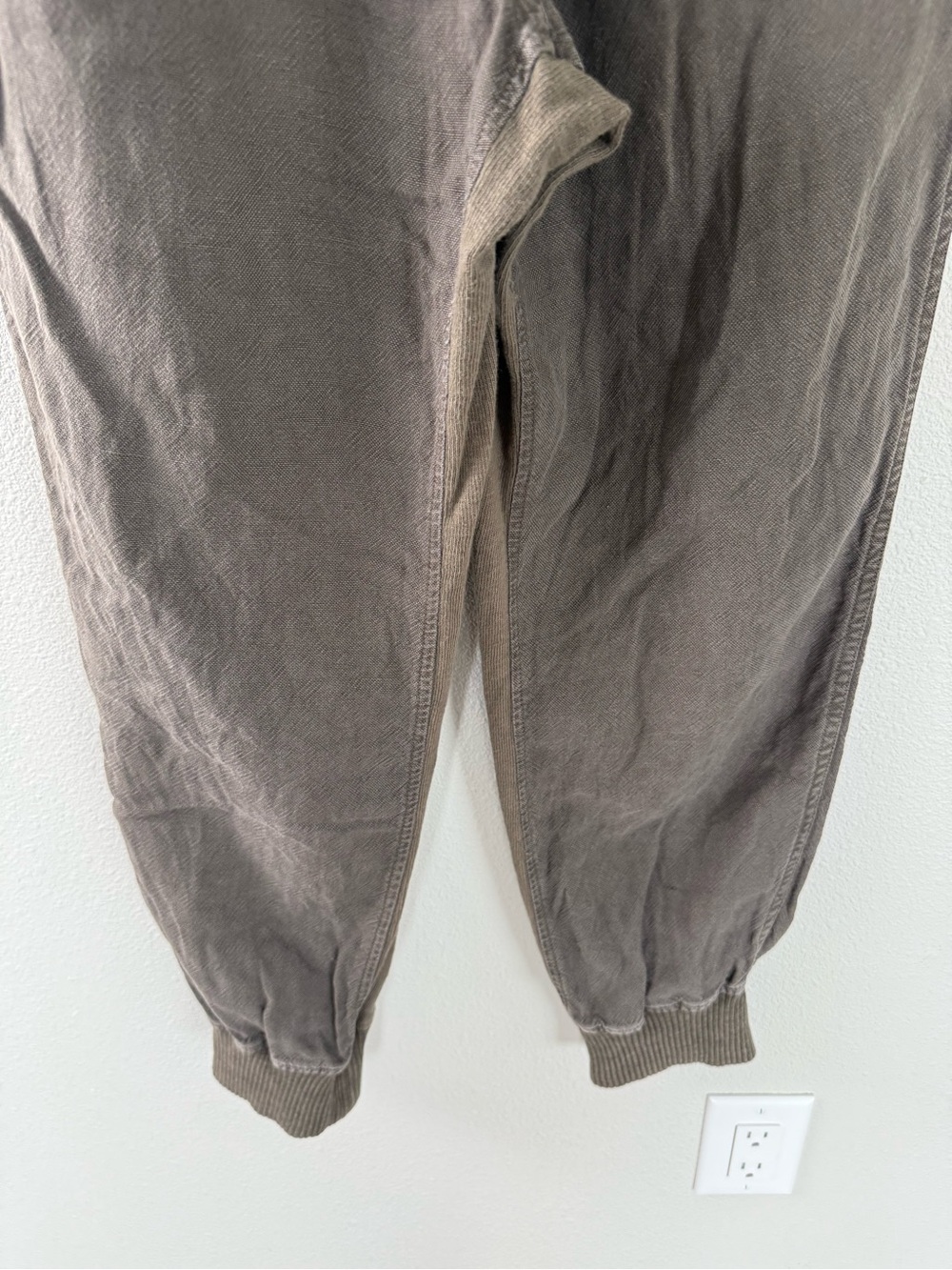 James Perse Relaxed Canvas Linen Blend Pants Joggers Army Green Brown - Picture 9 of 10